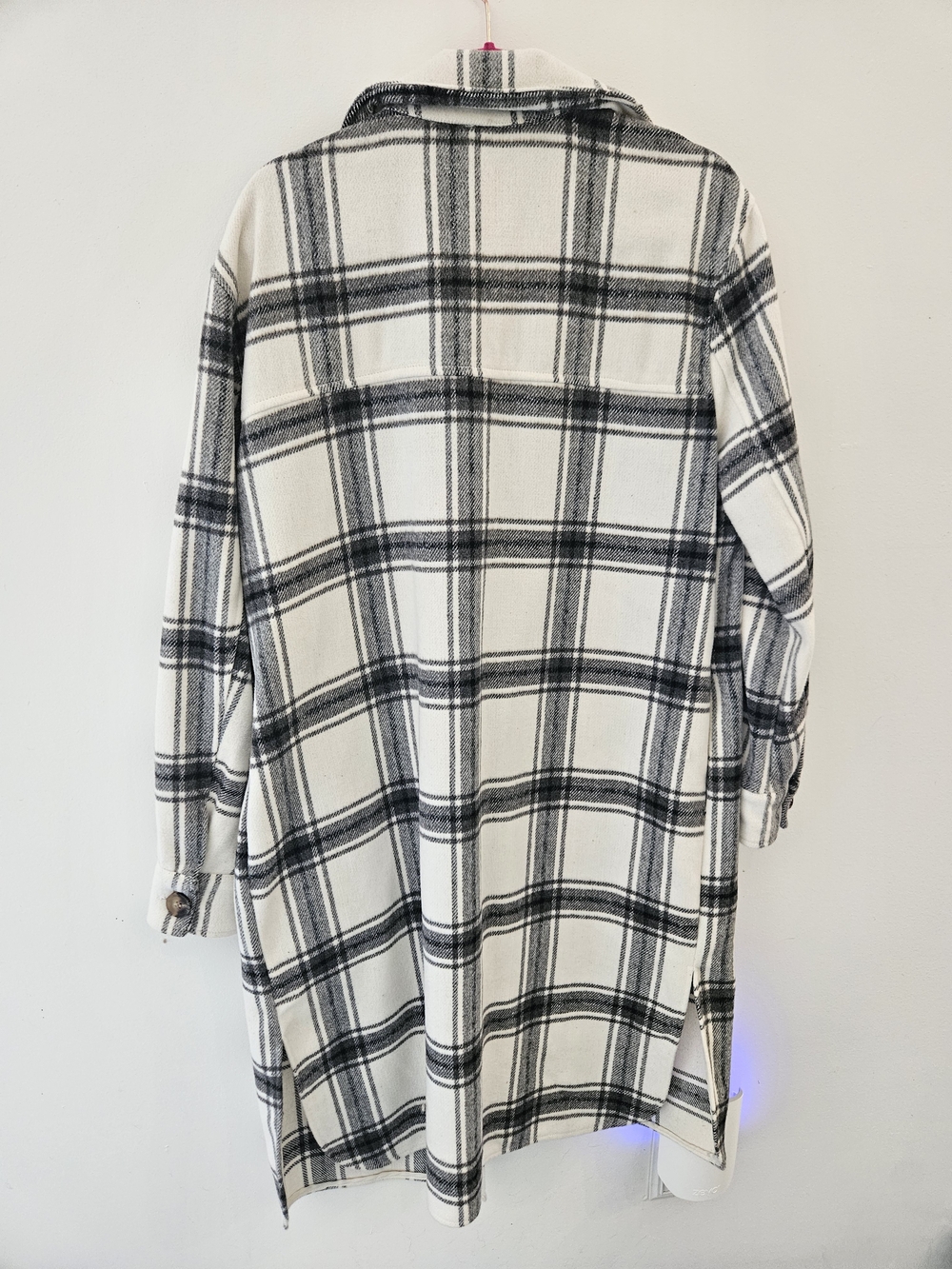 SO Black and White Plaid Pea Coat - Picture 3 of 6